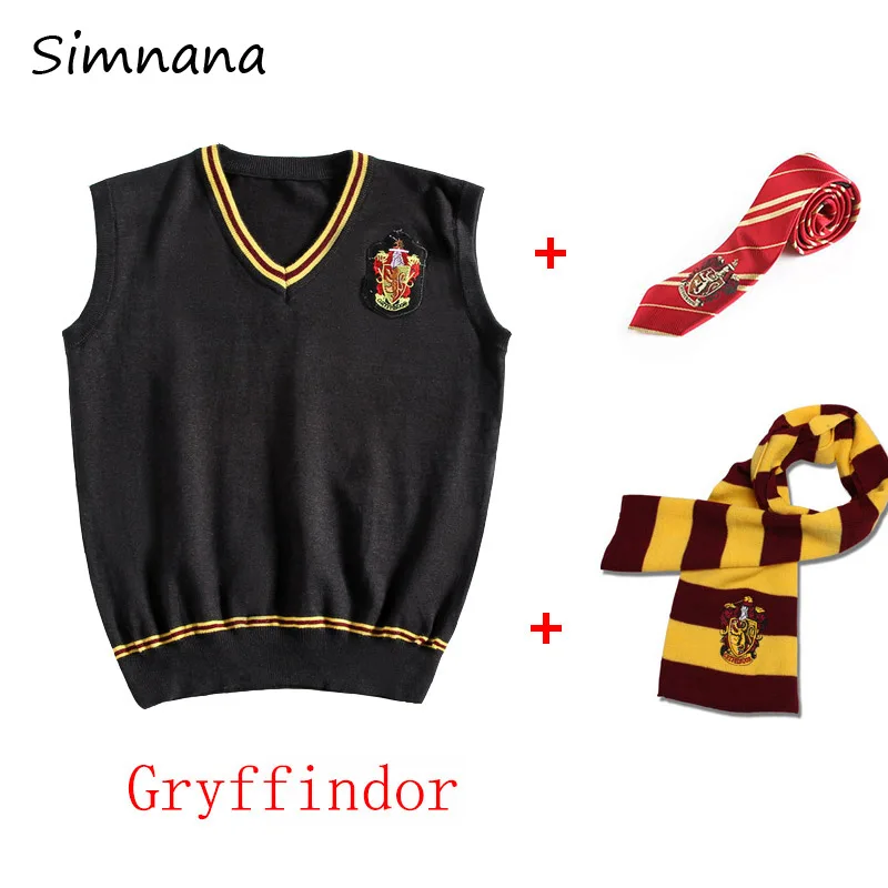 Костюмы из Поттера для косплея Гриффиндор Слизерин Ravenclaw Hufflepuff свитер с галстуком Хогвартс Униформа Поттер костюмы для косплея подарки