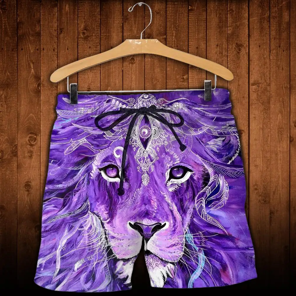 Мужские короткие брюки с принтом в виде льва размеры до 4XL | Мужская одежда
