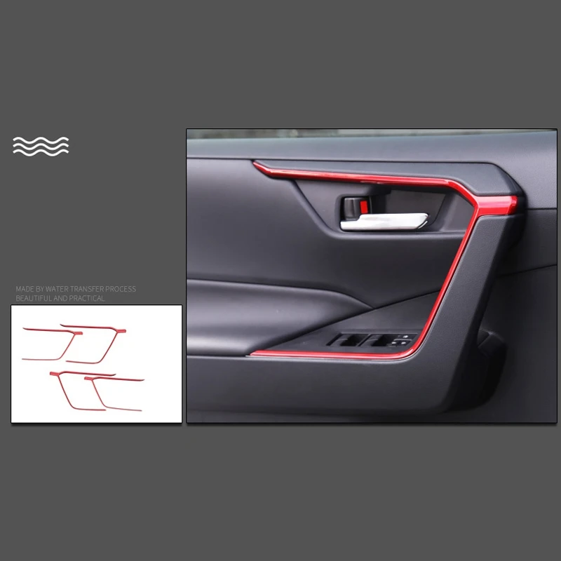 

for Toyota RAV4 XA50 2019 2020 ABS Plastic Red Interior Door Armrest Decorative Cover Trim 4Pcs Car Styling Accessories