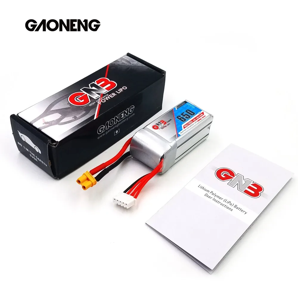 

GAONENG GNB 650mAh 4S Lipo Battery 80C 14.8V XT60 Connector for 90 to150mm Size FPV Quadcopters