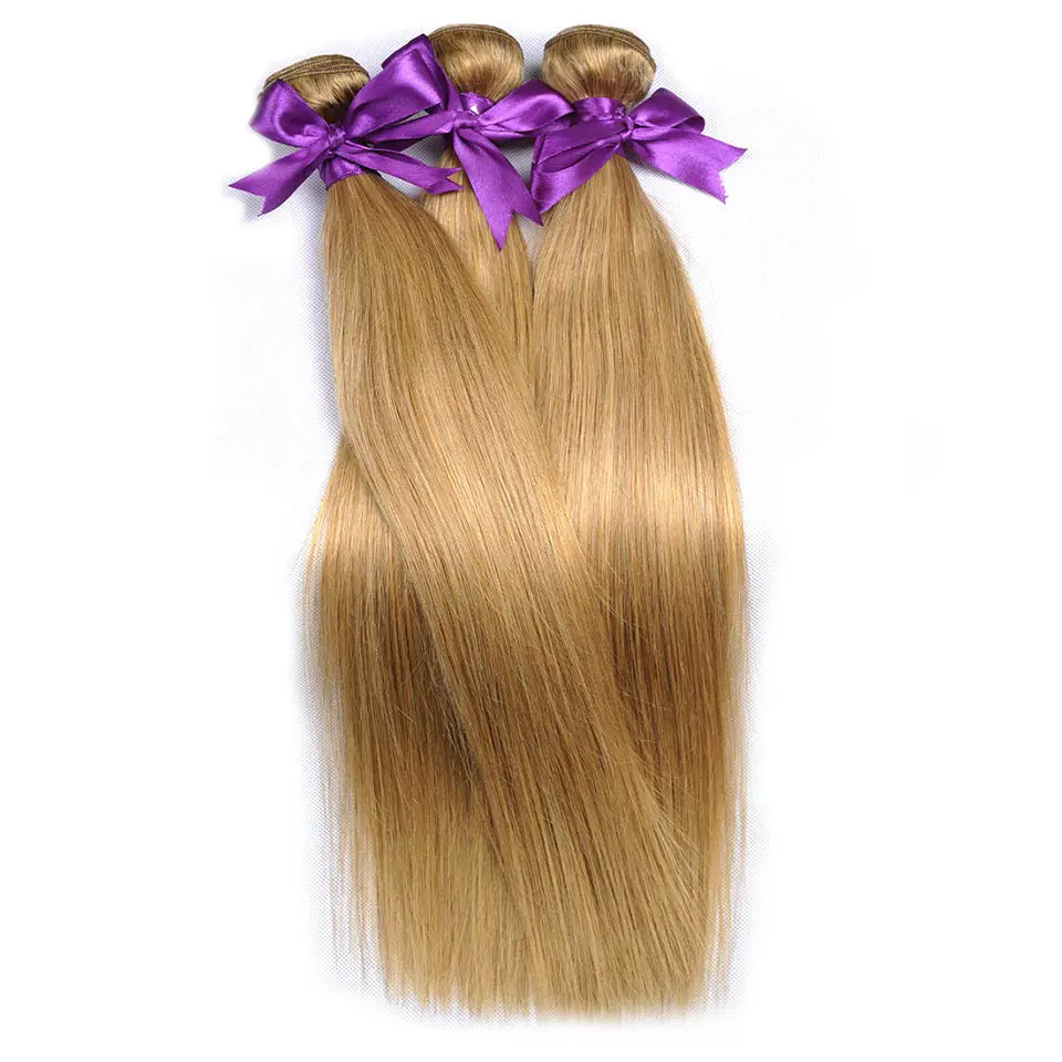 Медовые светлые пучки Окрашенные 27 прямых человеческих волос волнистые блонд