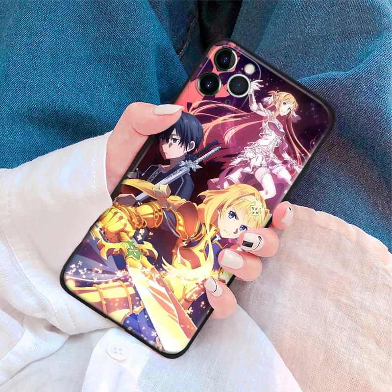 sword art online asuna kirito alice anime for iphone se 6 6s 7 8 plus x xr xs 11 pro max soft silicone phone case cover shell free global shipping