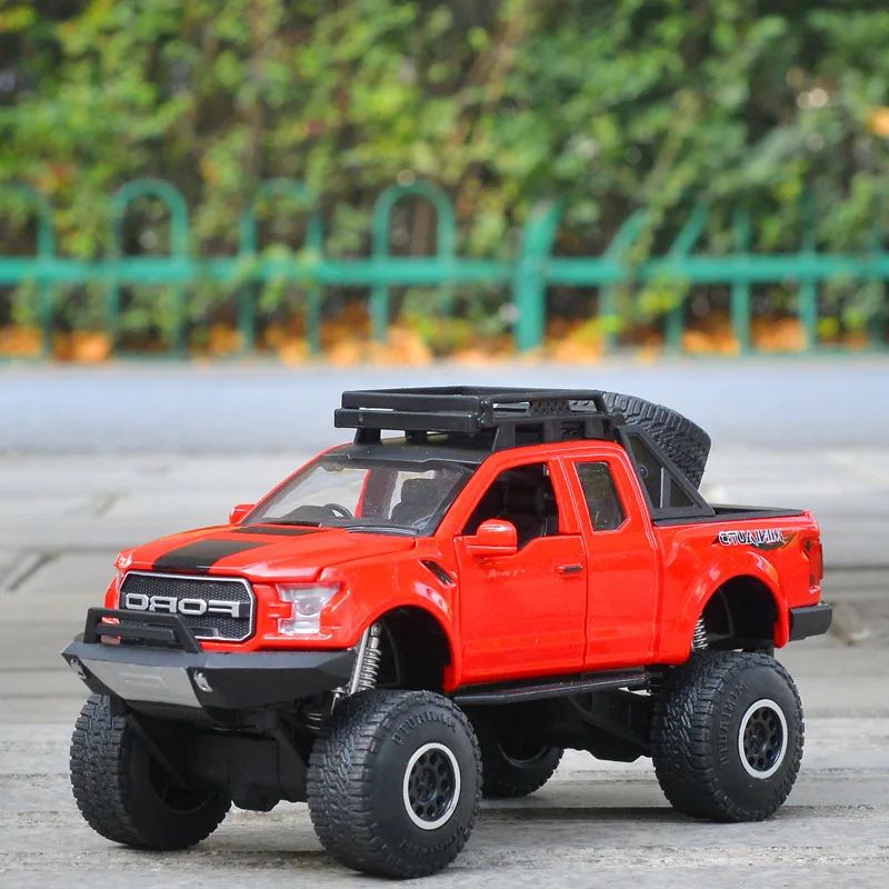 Cool 1:32 Electric Flashing F150 Die-cast Car Models Big Foot Ford Raptor Pick up SUV Truck Metal Cars Toys for Children | Игрушки и