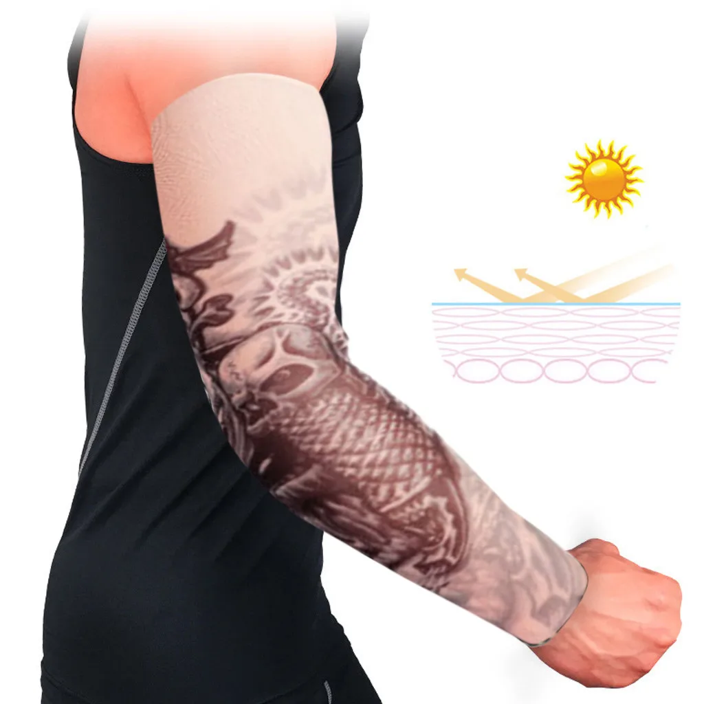T 1 шт. наружные рукава для велоспорта 3D татуировки напечатаны Armwarmer УФ Защита MTB велосипеда рукава для защиты рук рукава для верховой езды - Цвет: T