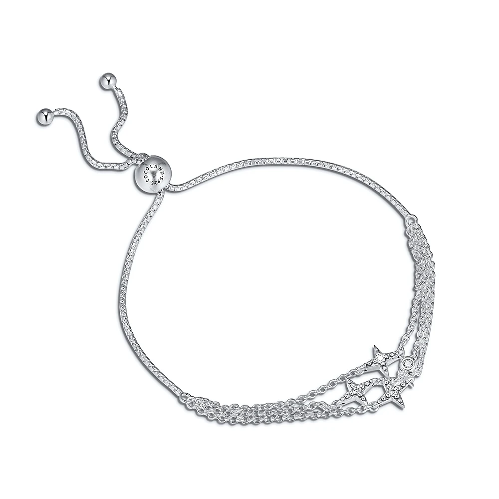 Мерцание Φ 100% браслеты со звездами серебряные украшения с прозрачным CZ