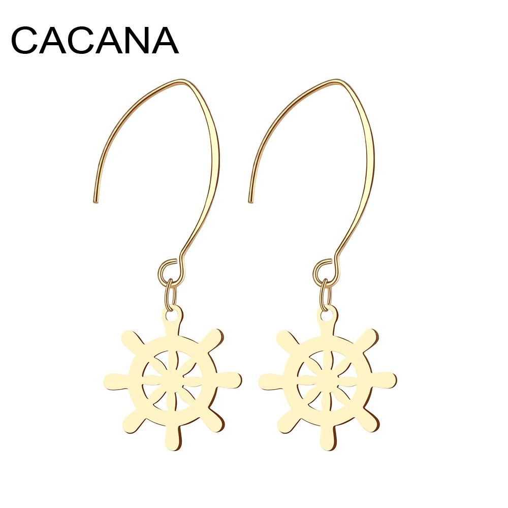 Женские длинные серьги CACANA висячие из нержавеющей стали с пиратским судном