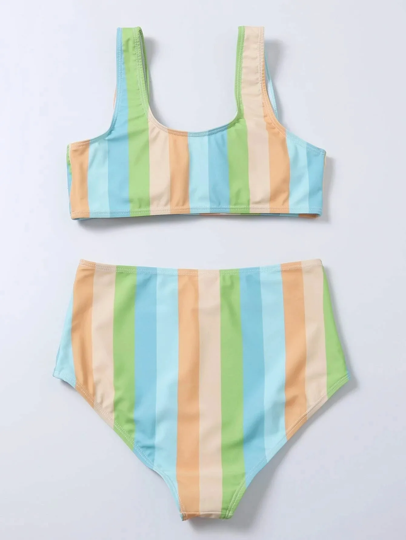 

2021 New Beach Striped Swimsuit Sexy High Waist Bikini Female Two-piece Swimsuit