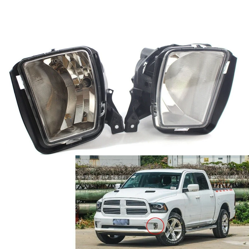 

Pair LH & RH Car Clear Lens Front Bumper Fog Lights Lamp with Bulbs for Dodge Ram 1500 2013-2018 Accessories
