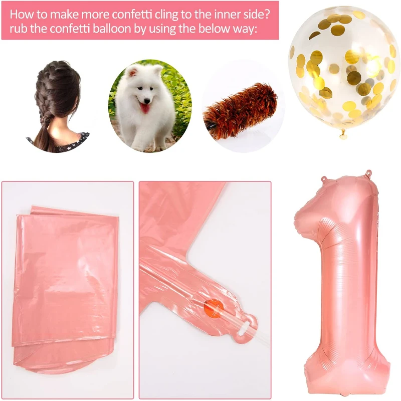 

1st Birthday Girl Decorations | Baby Girl First Birthday Decorations Set | Pink and Gold First Birthday Decorations Girl Pink