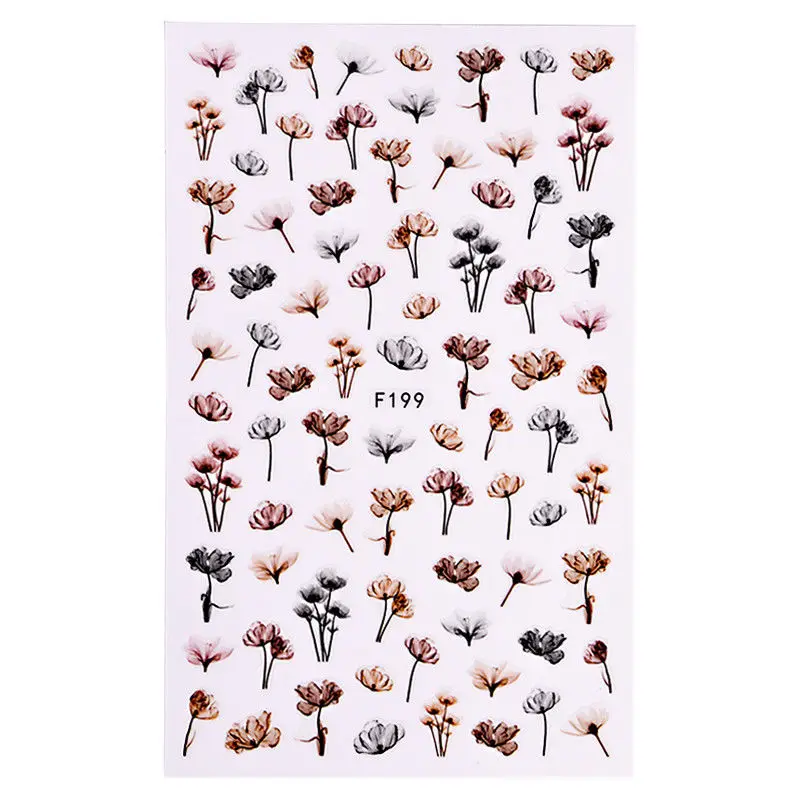 Цветок серии 3D наклейки для ногтей Клей Полный Обертывания воды транфер DIY Дизайн