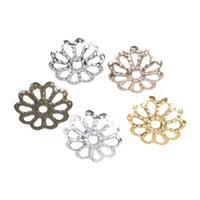 200pcslot 7 9mm hollow plated flower petal end spacer beads caps for diy jewelry making supplies