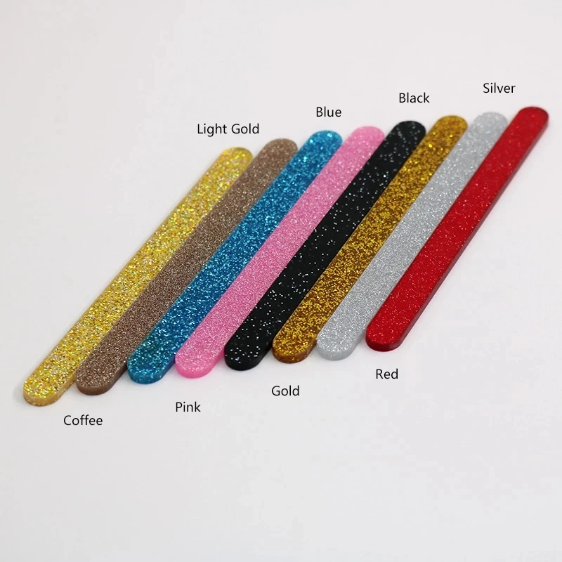 

50pcs Glitter Acrylic Ice Cream Sticks Popsicle Crafts Diy Handmade Making Craft For Birthday Party Cake Decorations