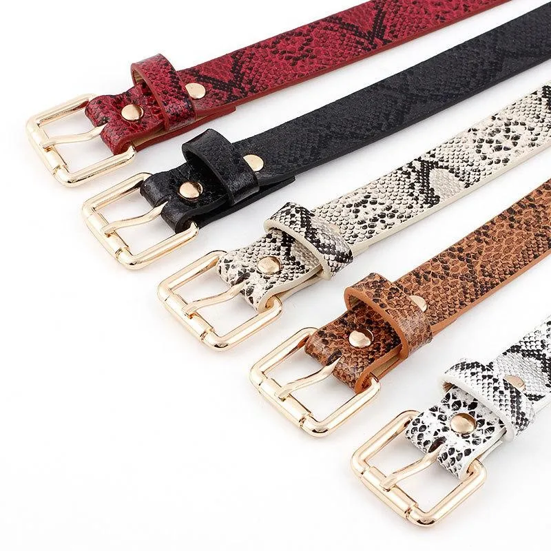 Новый ретро тонкий ремень Дамская змеиная модель универсальное джинсовое платье