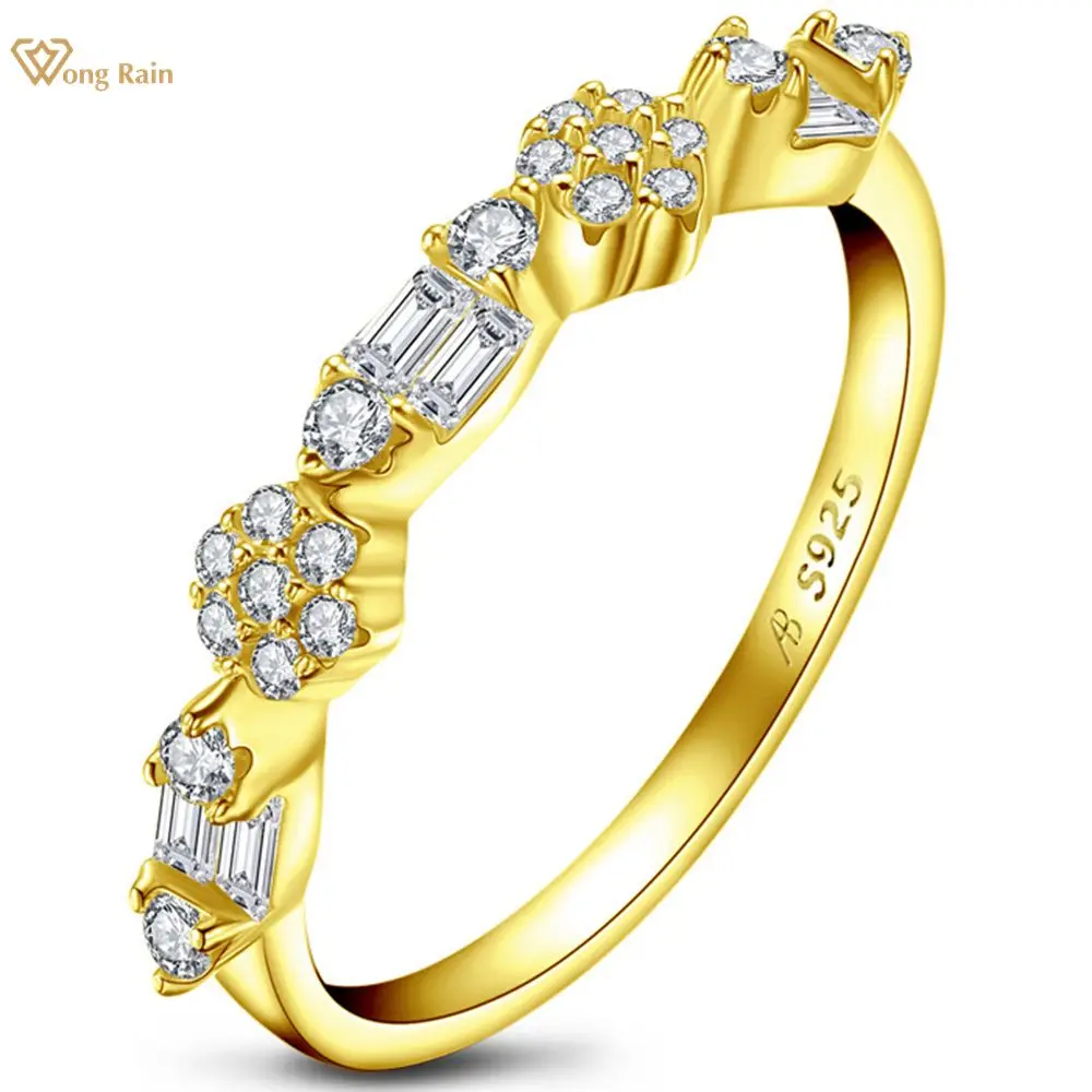 

Wong Rain 925 Sterling Silver Created Moissanite Gemstone Engagement Wedding Diamond 18K Yellow Gold Ring Fine Jewelry Wholesale