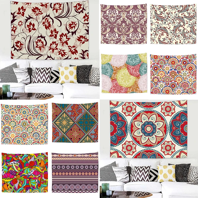 Разноцветная МАНДАЛА ГОБЕЛЕН настенный богемный йога коврик шарф и пoлиэстeр