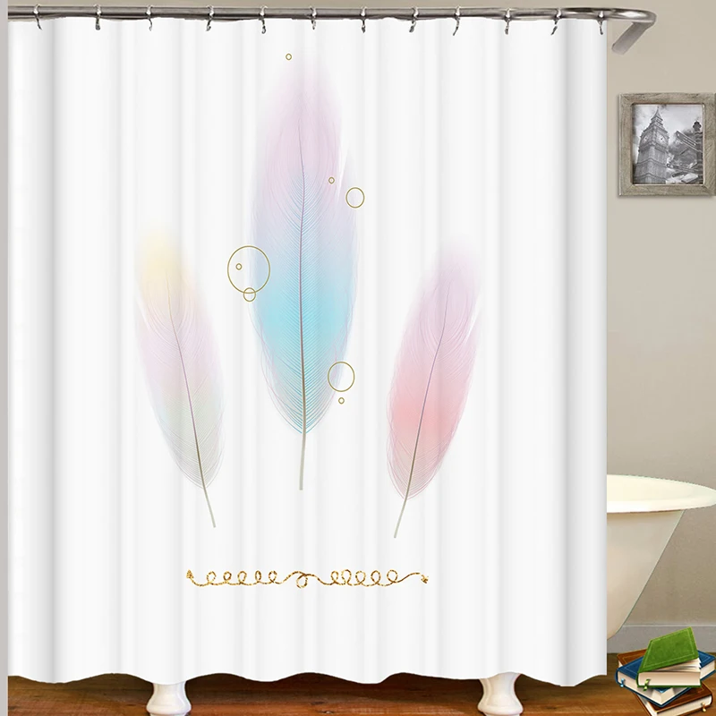 

feather shower curtain white bathroom curtain drop shipping curtain shower bathroom decor