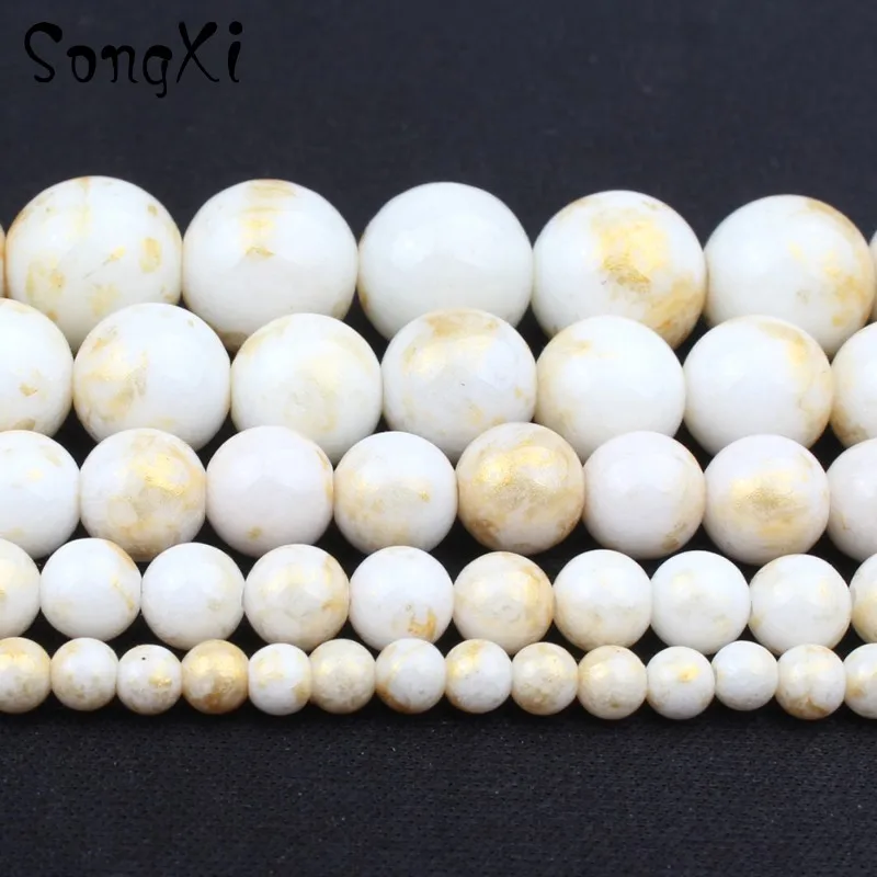 Оптовая продажа круглые бусины из натурального белого золота и яркого нефрита