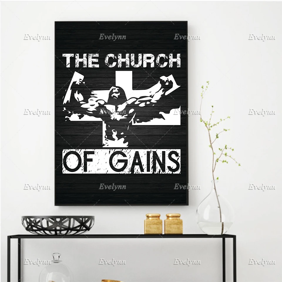 

Church Of Gains Quotes Wall Art Canvas Painting Posters and Prints Motivational Pictures Living Room Office Decor Floating Frame