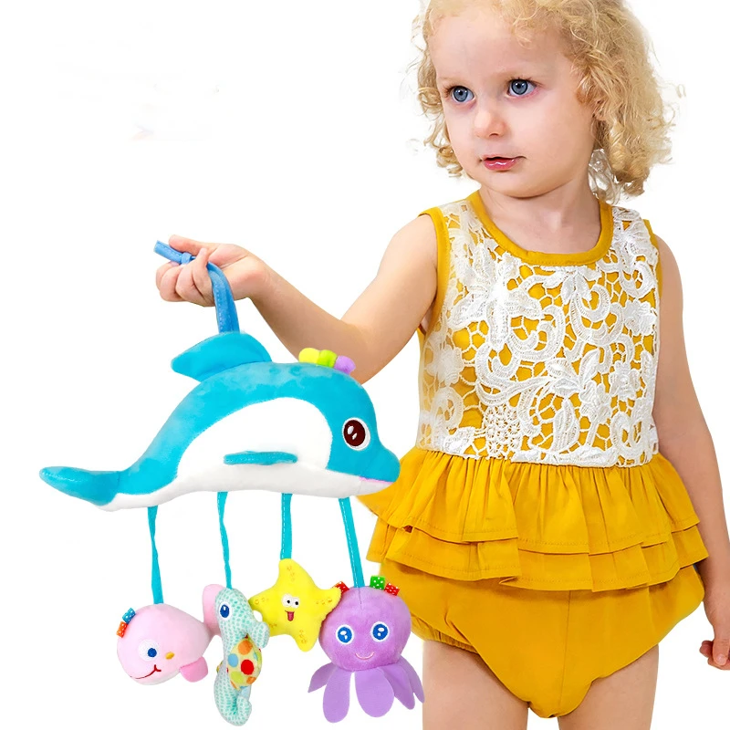 New Baby Rattles Mobile Giraffe Cartoon Bed Stroller Hanging Dolls Infant Squeaky Grab Ability Training Toddler Toys погремушки