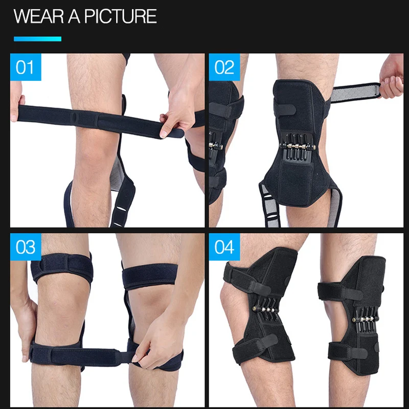 

Hot 1Pair Patella Booster Spring Knee Brace Support for Mountaineering Squat Hiking Sports FQ-ing