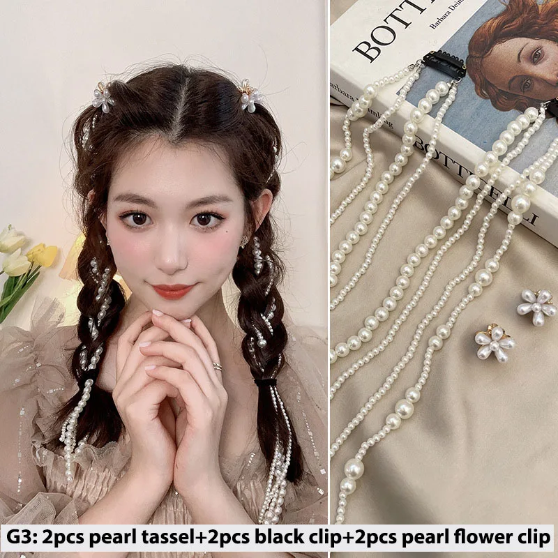 

Hairpin Luxury Rhinestone Shiny Women Hair Clip Korean Popular Braid Braided Hair Bands Girl Long Tassel Pearl Hair Accessories