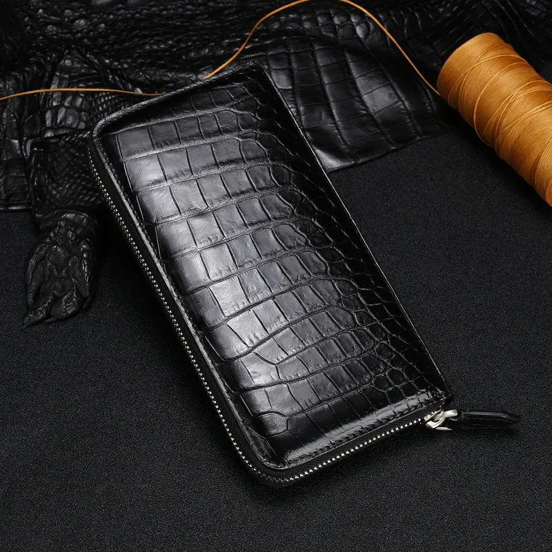 100% Thai Crocodile Wallet men's leather handbag leisure crocodile belly Long Wallet men's handbag multi Card Wallet Handbag