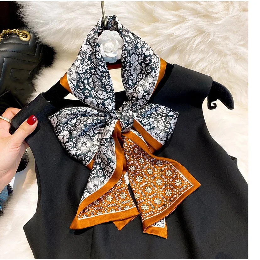 Шарф женский длинный из 100% атласа и шелка 150 х 15 см