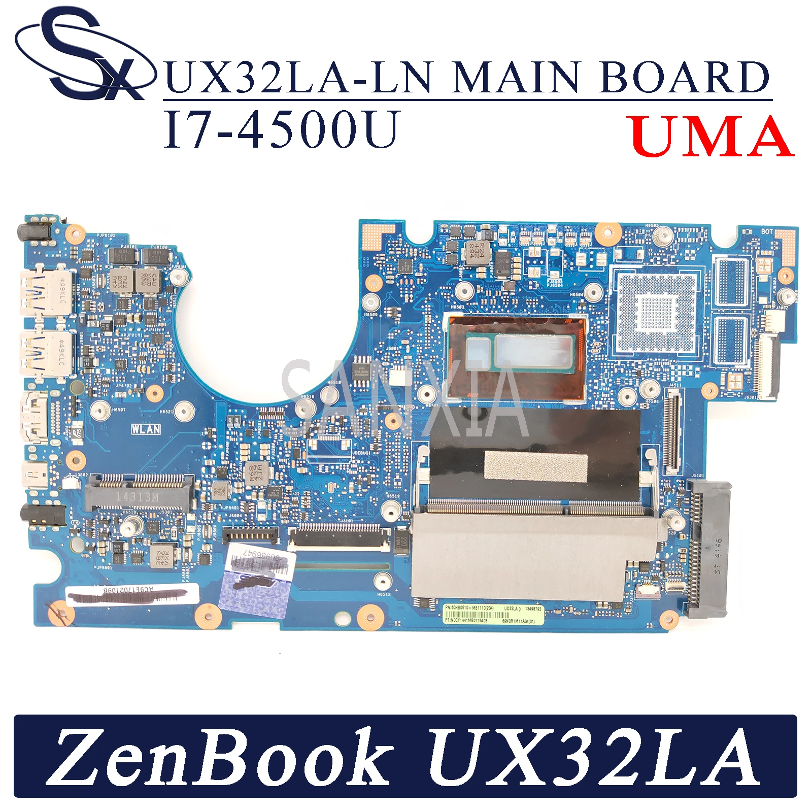 KEFU UX32LA-LN материнская плата для ноутбука ASUS UX32LA UX32LN UX32L оригинальная 4GB-RAM I7-4500U UMA |