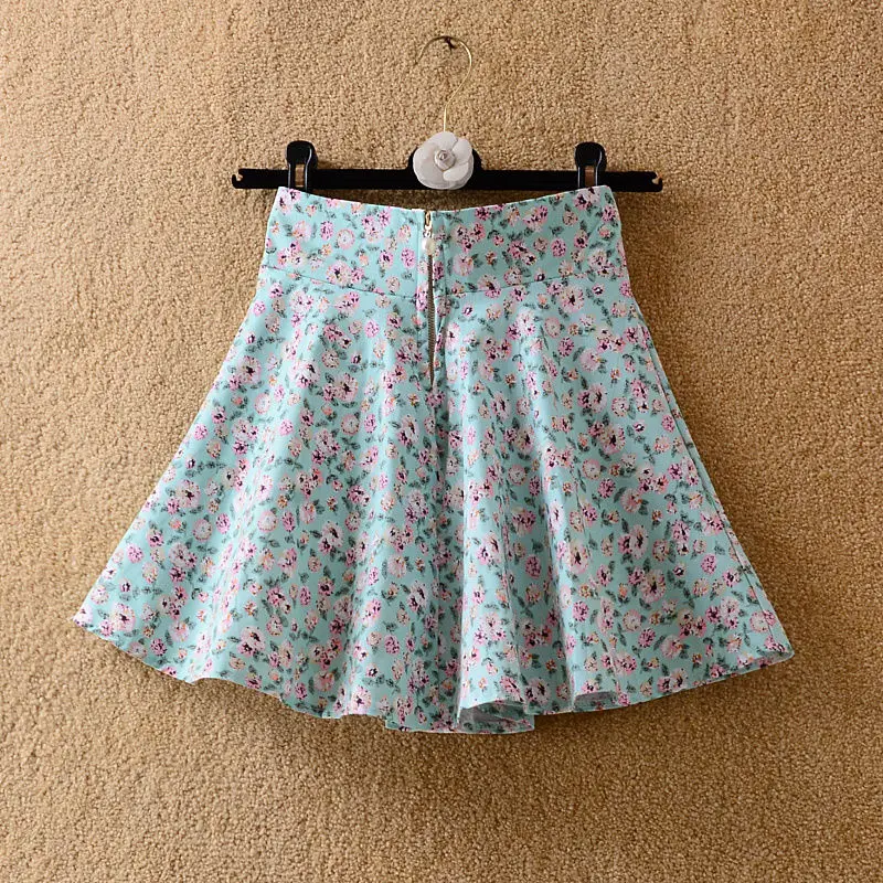 

2021 Korean Fashion Kawaii New Women Floral Print Chiffon Summer Skirts Sweet Boho Beach Holiday Ruffled Sexy Pleated Skirt Y919