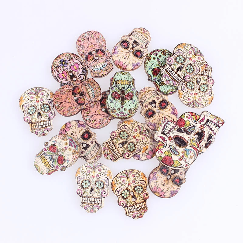 50 шт. Череп 2 деревянные пуговицы для скрапбукинга Рукоделие &quotсделай сам&quot