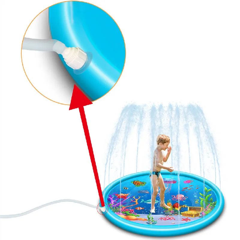 

170cm Summer Children's Baby Play Water Mat Games Beach Pad Lawn Inflatable Spray Water Toy Outdoor PVC Spray Water Cushion