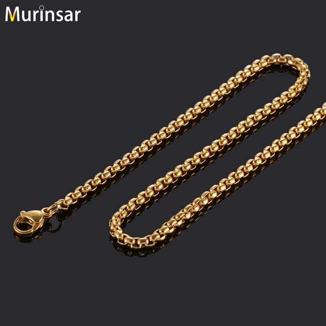 Men's Stainless Steel Necklace Width 3/4mm Round Box Link Chain High QualityFashion Women Stainless Steel Jewelry Gift