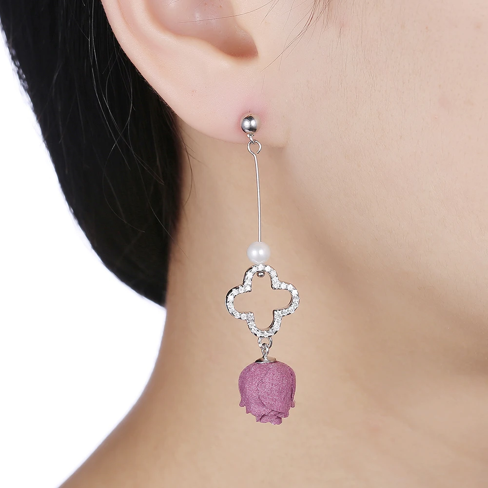 

SILVERHOO Hollow Out Flower 925 Sterling Silver Drop Earrings For Women 5A Clear Cubic Zirconia Earring Anniversary Fine Jewelry