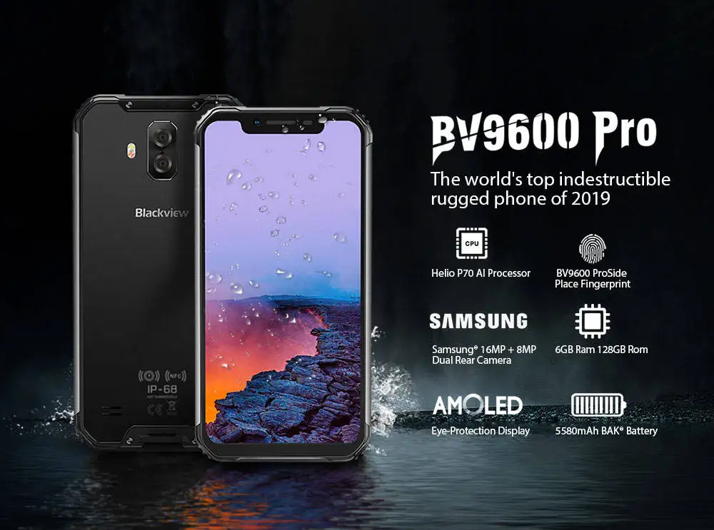 Смартфон Blackview BV9600 Pro IP68 водонепроницаемый мобильный телефон Helio P70 6 ГБ + 128 экран 21