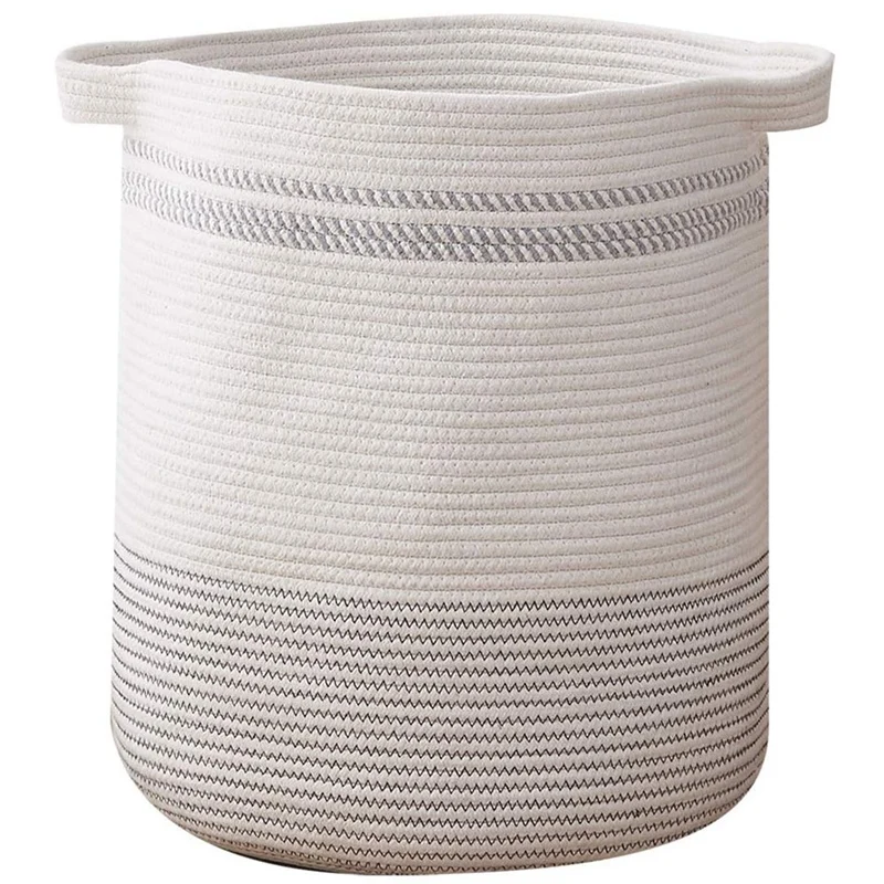 

Laundry Basket-Cotton Rope Basket Large Storage Basket with Handles, Modern Decorative Woven Storage Baskets for Toys