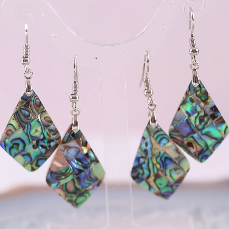 Натуральный Абалон ракушка кулон из бисера серьги крючки для сережек Овальный