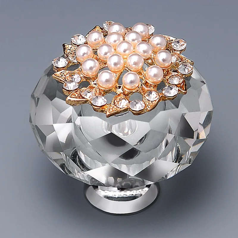 40 мм алмазные прозрачные Кристальные ручки и стеклянные дверные французские для