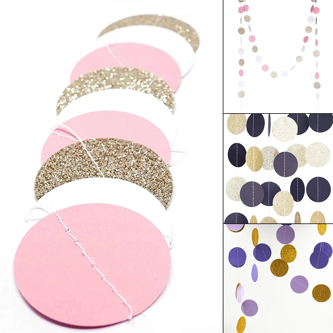 3D Золотая блестящая золотая бумажная веревка цветок на день рождения флажки шары