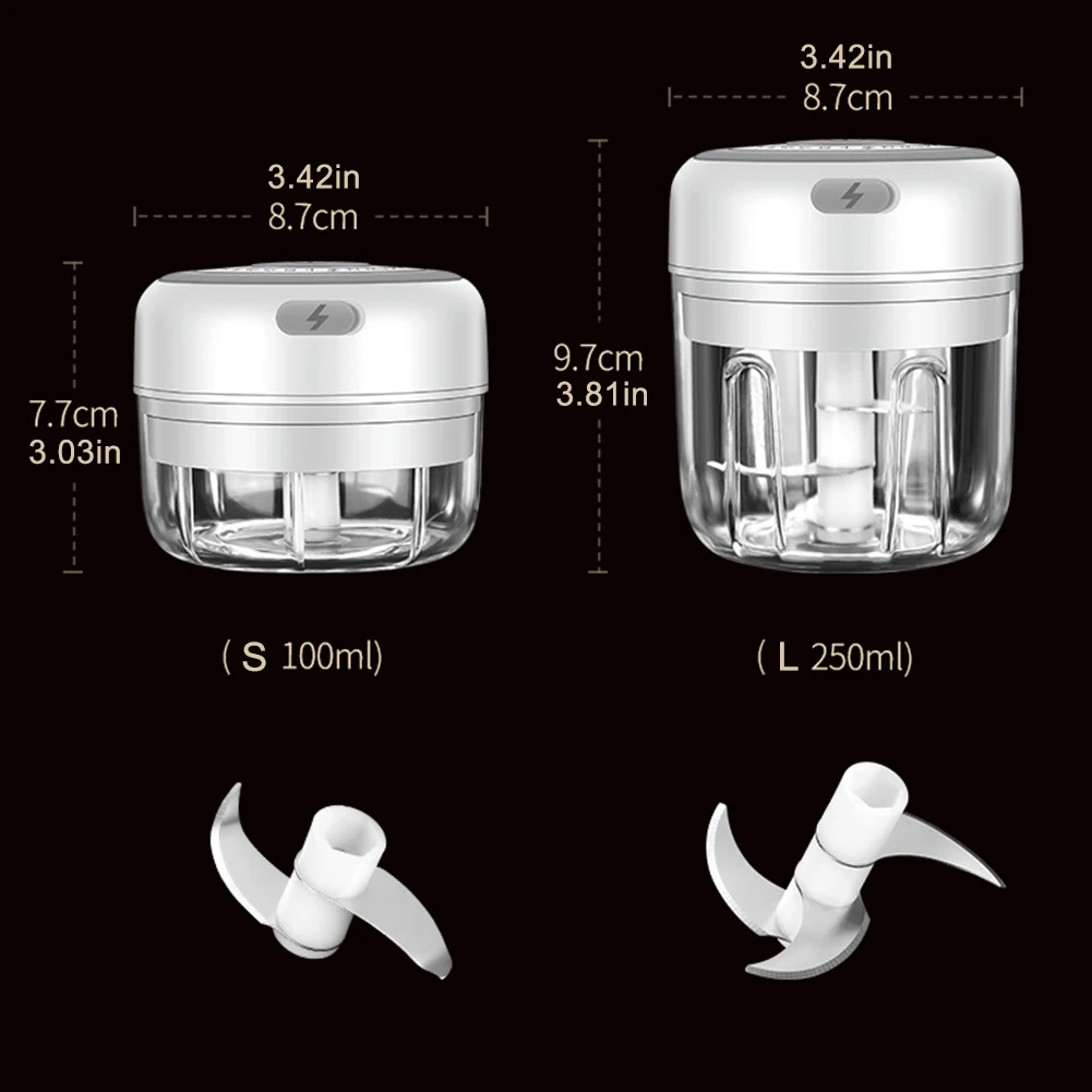

100/250ml Electric Garlic Masher Garlic Press Vegetable Chili Meat Garlic Chopper Press USB Masher Machine Kitchen Gadgets