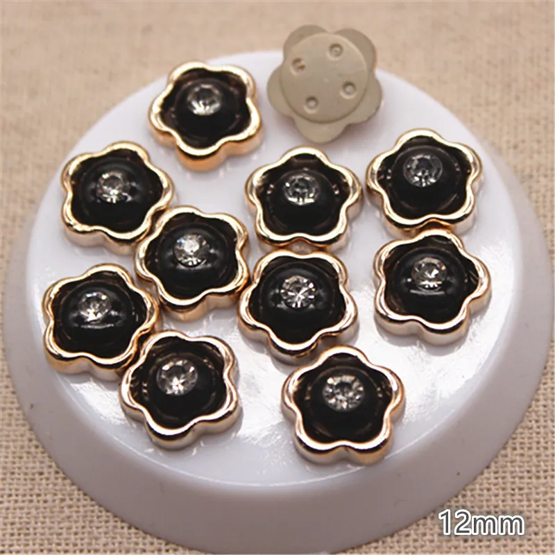 50PCS 12mm Shiny Rhinestone Golden Flower Shape Plastic Flatback Button Home Garden Crafts Cabochon DIY Scrapbook Accessories | Дом и сад