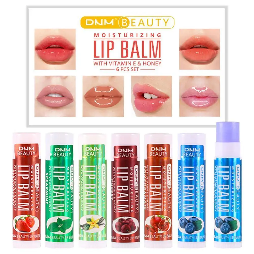 6pc Moisturizing Lip Balm Lipstick Wax Cup Lip Baby Lip Balm Makeup Full Lips Color Cute Moisturizer Faint Scent Lip Balm