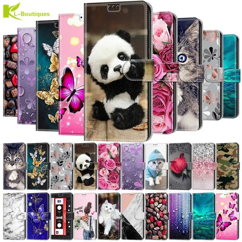 

For Samsung Galaxy J3 J5 A5 2016 2017 J330 J530 Cute Panda Leather Flip Case Coque J6 Plus A6 A7 A8 2018 Phone Wallet Cover Etui