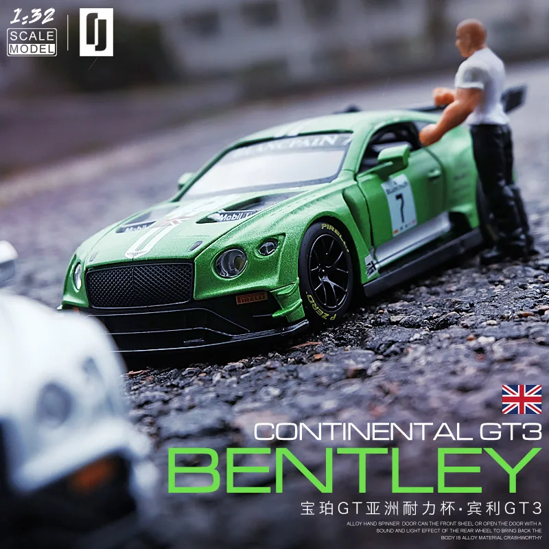 

Модель автомобиля Bentley GT3 из сплава, модель автомобиля со звуком и светом, модель детского игрушечного автомобиля