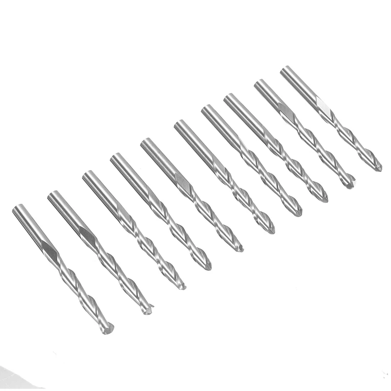 

Концевая фреза из карбида вольфрама, хвостовик 1/8 дюйма, 2 канавки, карбид, с ЧПУ, Концевая фреза, инструмент для гравировка на дереве, 10 шт.