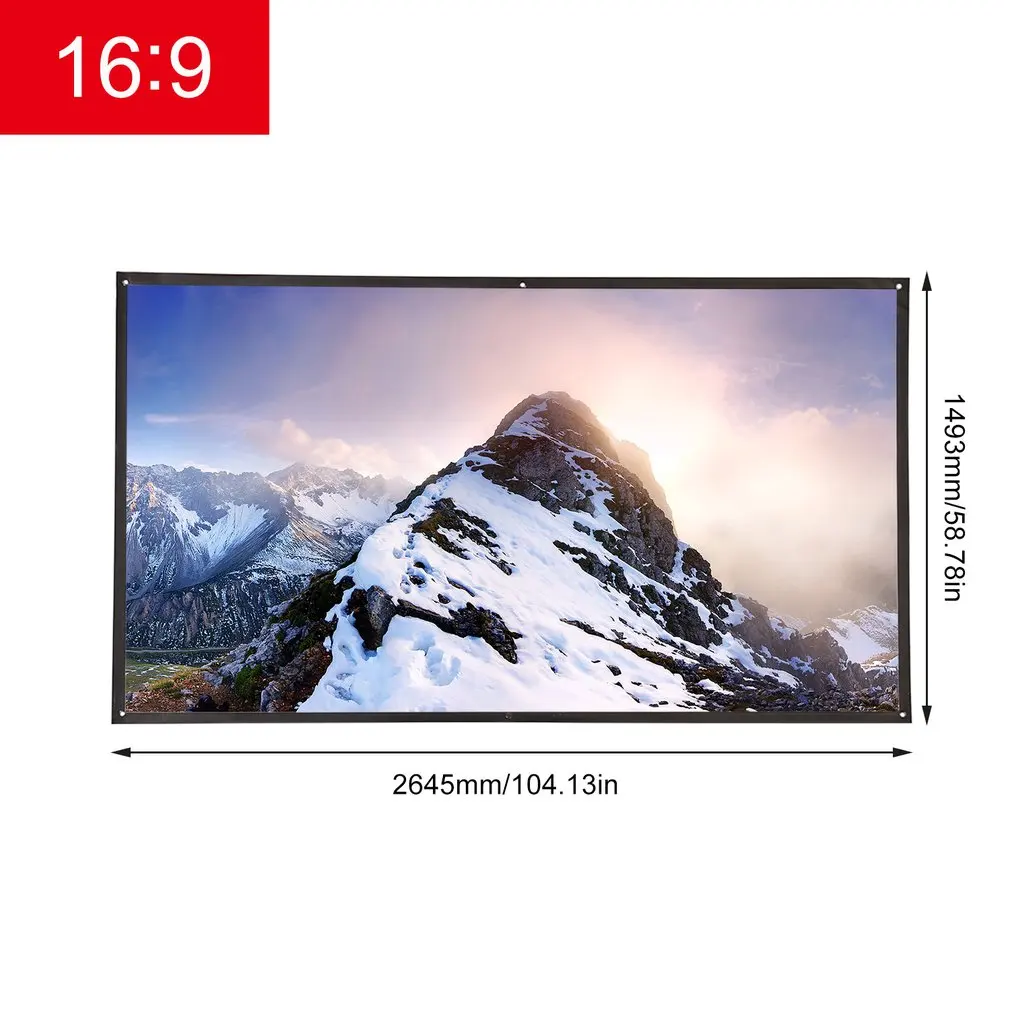 

YKS Outdoor Portable Reelable 120 Inch 16:9 PVC Material Simple Screen Home Cinema Movie Projector Projection Screen