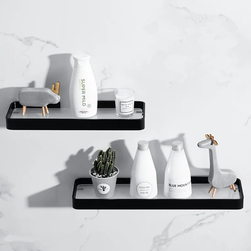 tuqiu bathroom shelf glass shelfsquare 20 50cm black bathroom corner shelvesshower room rackaluminum cosmetic shelf free global shipping