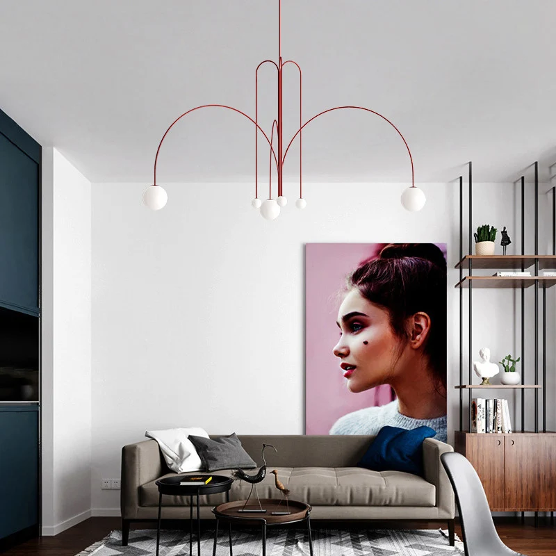 Nordic Minimalist Designer Line Chandelier Living Room Coffee Shop Hanglamp Loft Decor Luminaire Suspendu Hanging Light Fixture | Освещение