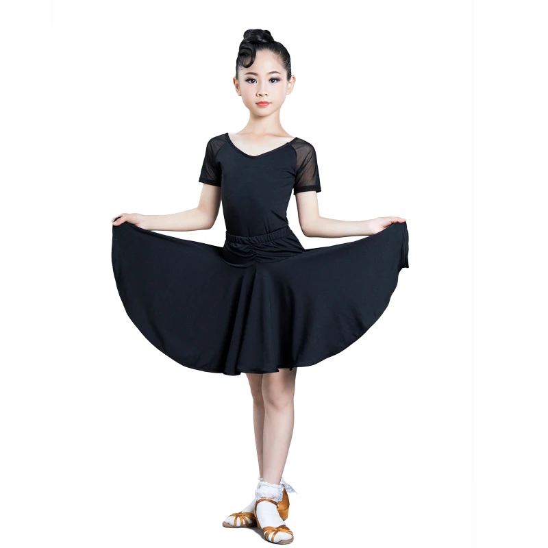 

2021 Girls Latin Dance Dress Children'S Practice Salsa Tango Tutu Skirts Performance Clothing Leotard Skirt Competition Costume
