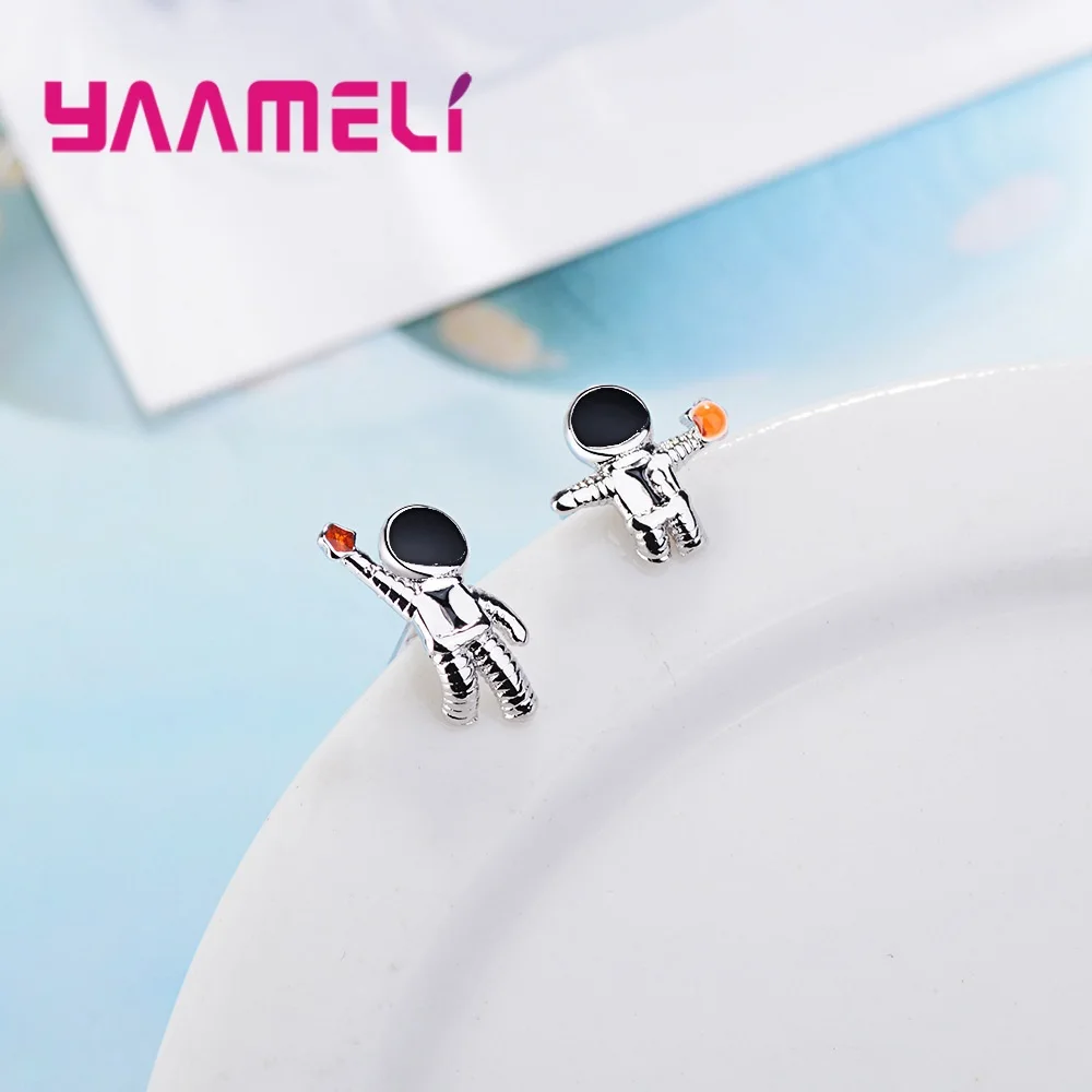 Exquisite Cosmic Planet Astronaut Stud Earrings for Women Female Trend Creative 925 Sterling Silver Party Gift Jewelry | Украшения и