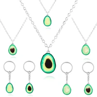 cute necklace handmade avocado shape pendant necklace for women girl fruit long chains charms necklace party gifts